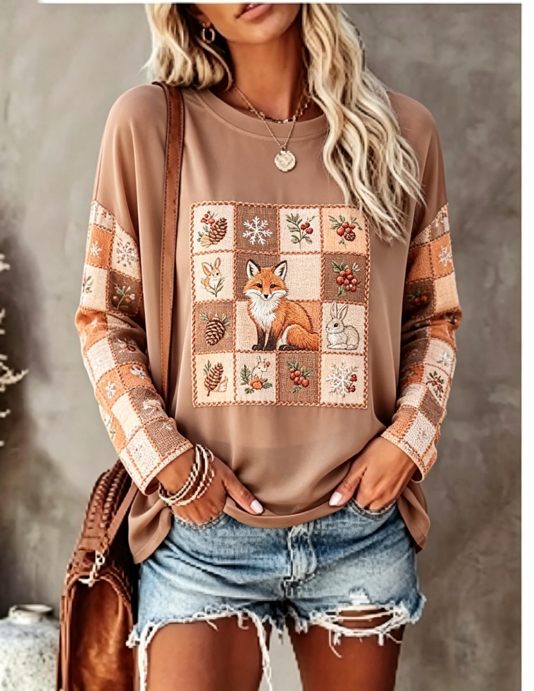Women Long Sleeve T Shirt Fox  - Winter Clothing For Women recension och pris