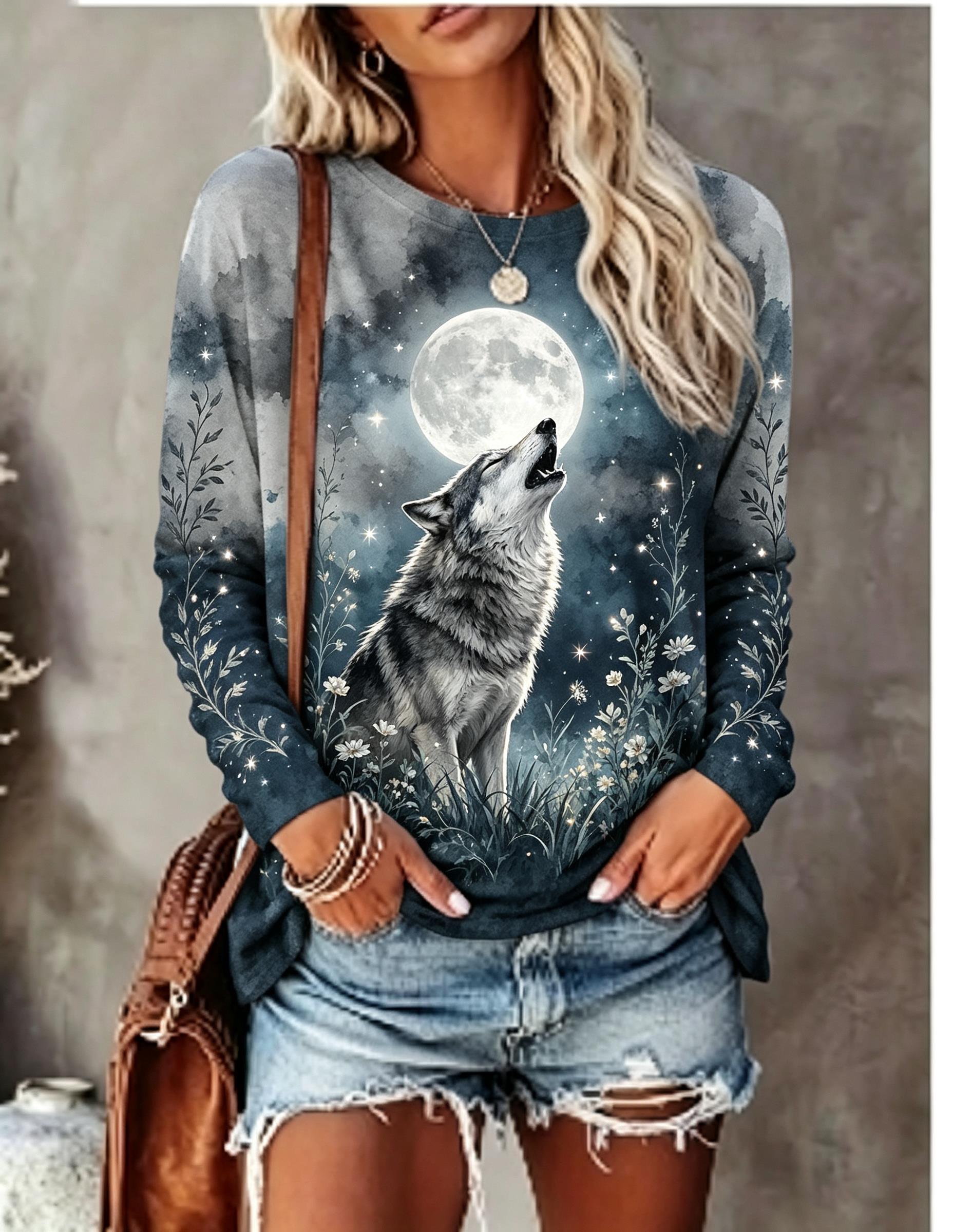 Women Long Sleeve T Shirt Howl - Winter Clothing For Women recension och pris